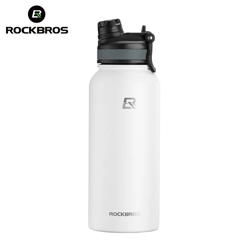 ROCKBROS Thermos Water Bottle 500ml 1000ml Thermal Cup Non Slip 304 Stainless Steel Cold And Hot Thermo Cup Cycling Hiking Equipment