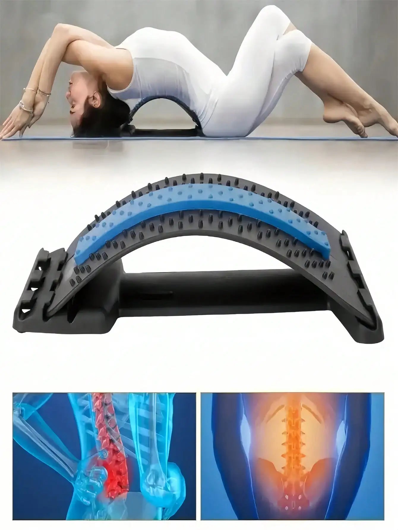 Back Relaxer - Waist Stretcher, Cervical And Back Stretching Tool, Yoga Support Aid, Adjustable Height Waist Massager, Suitable For Home And Office