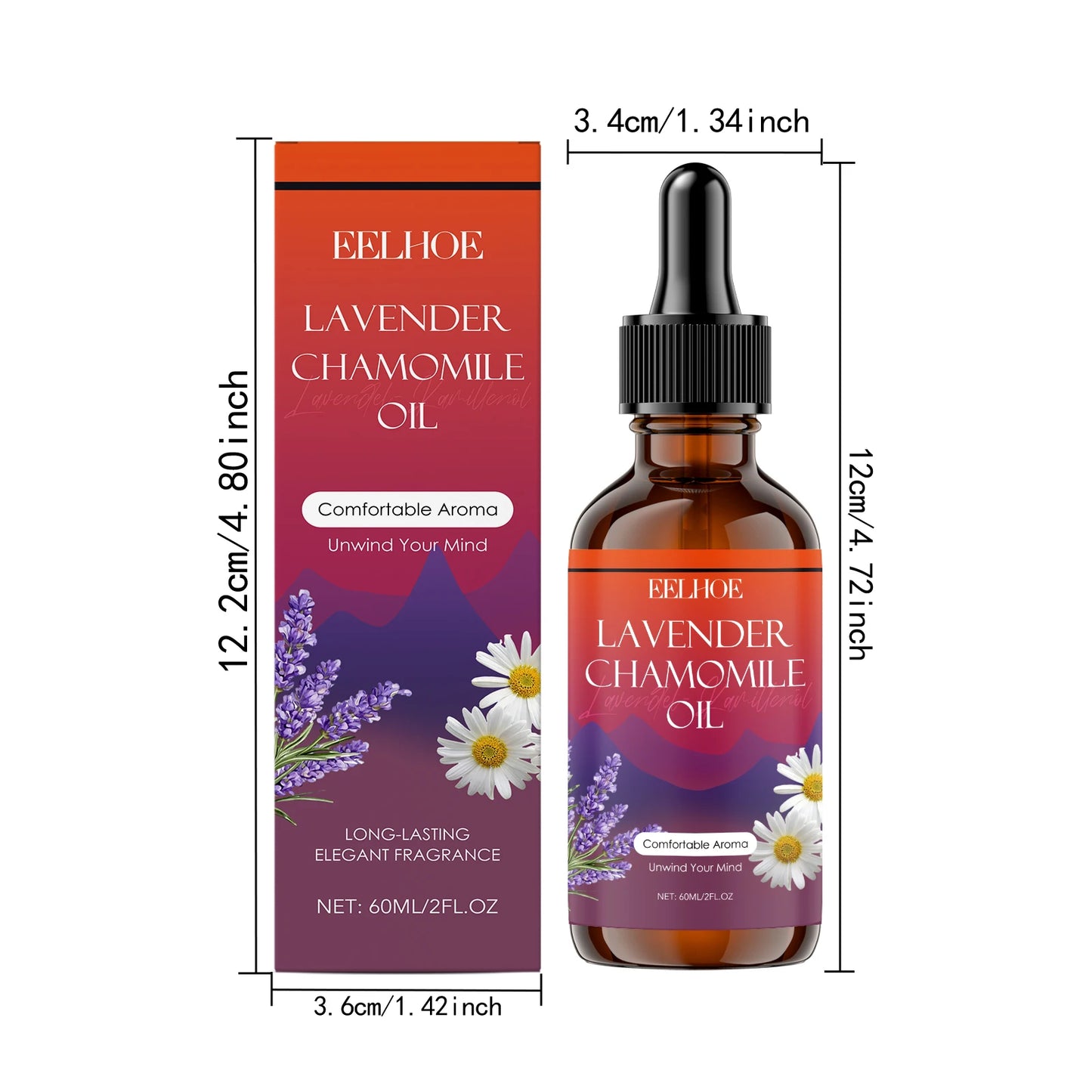 60ML Lavender Chamomile Body Oil Deep Moisturizing Improve Skin Texture Enhance Smoothness Nourishing Pores Lasting Floral Fragrance Massage Body Essence Oil