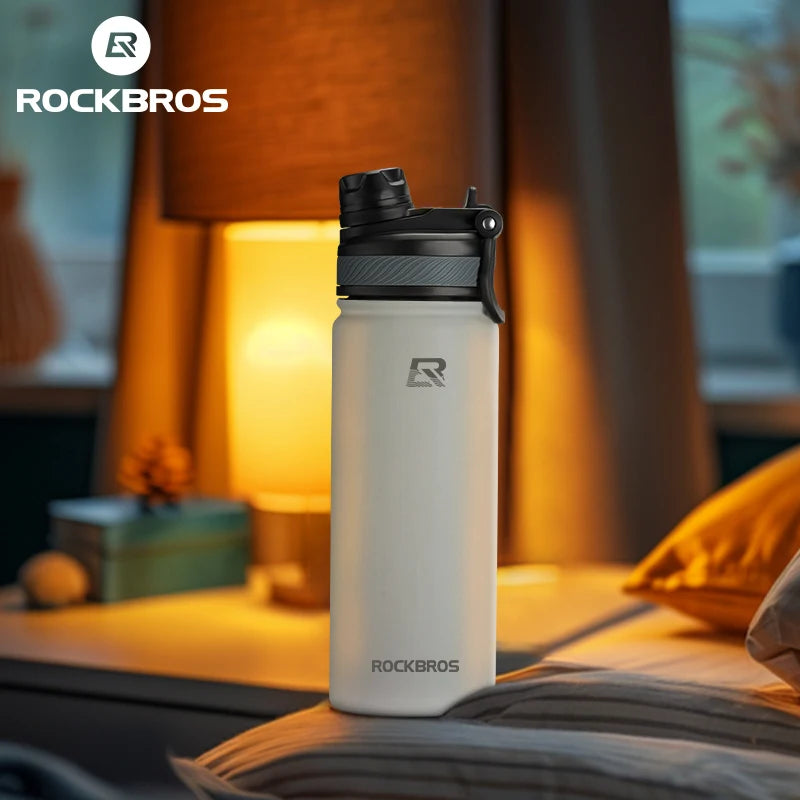 ROCKBROS Thermos Water Bottle 500ml 1000ml Thermal Cup Non Slip 304 Stainless Steel Cold And Hot Thermo Cup Cycling Hiking Equipment