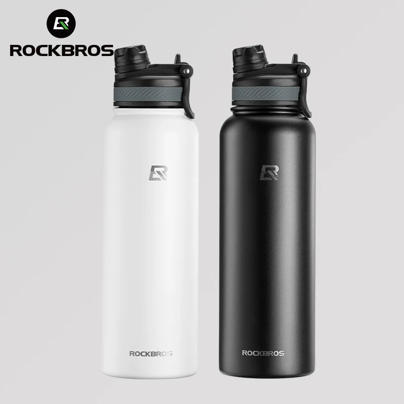 ROCKBROS Thermos Water Bottle 500ml 1000ml Thermal Cup Non Slip 304 Stainless Steel Cold And Hot Thermo Cup Cycling Hiking Equipment