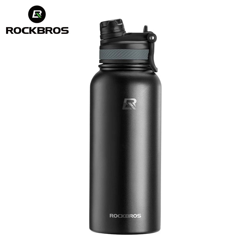 ROCKBROS Thermos Water Bottle 500ml 1000ml Thermal Cup Non Slip 304 Stainless Steel Cold And Hot Thermo Cup Cycling Hiking Equipment