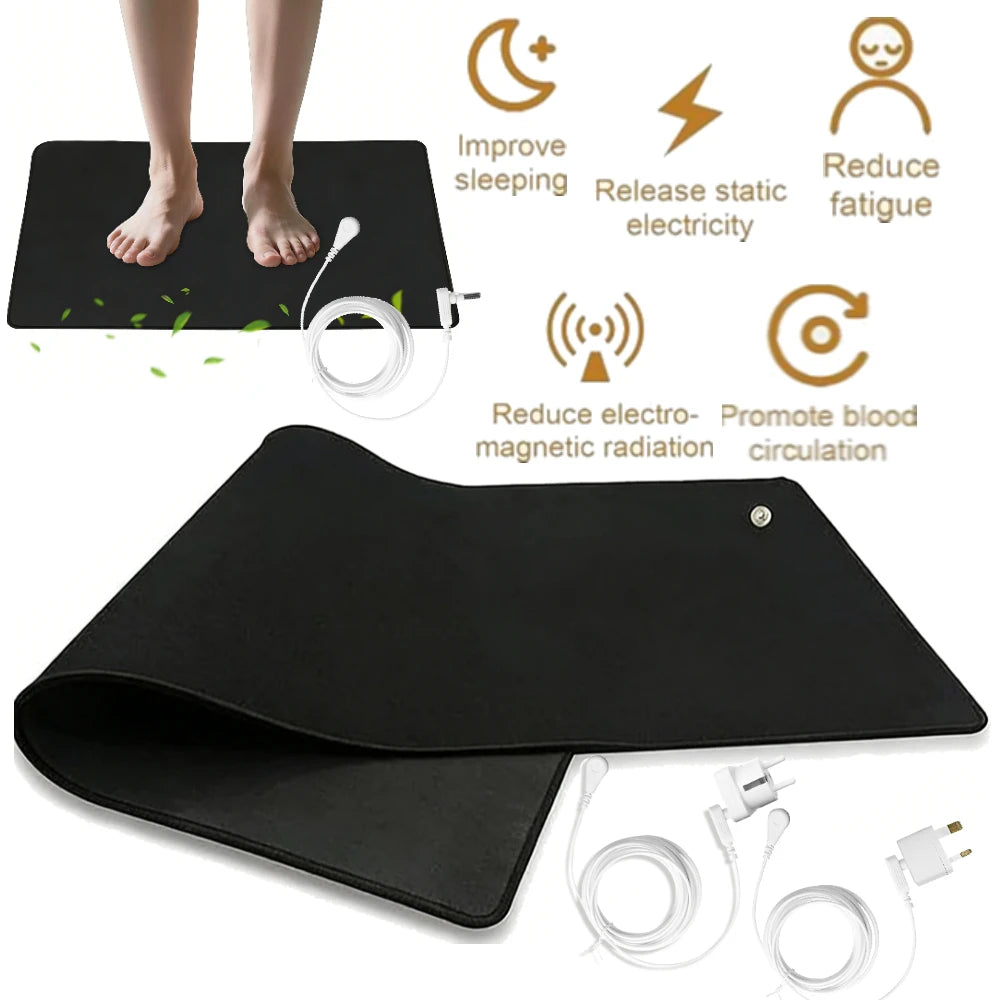Grounding Mat Earth Connected for Energy & Pain Relief Conductive Pad with Grounding Cord Wellness Recovery Indoor Yoga Mats
