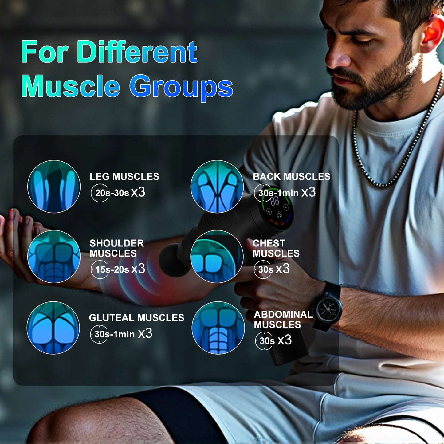LEERCON Massage Gun Fascia Deep Muscle Relax Body Neck Massager Electric Fitness Equipment Noise Reduction Male Female