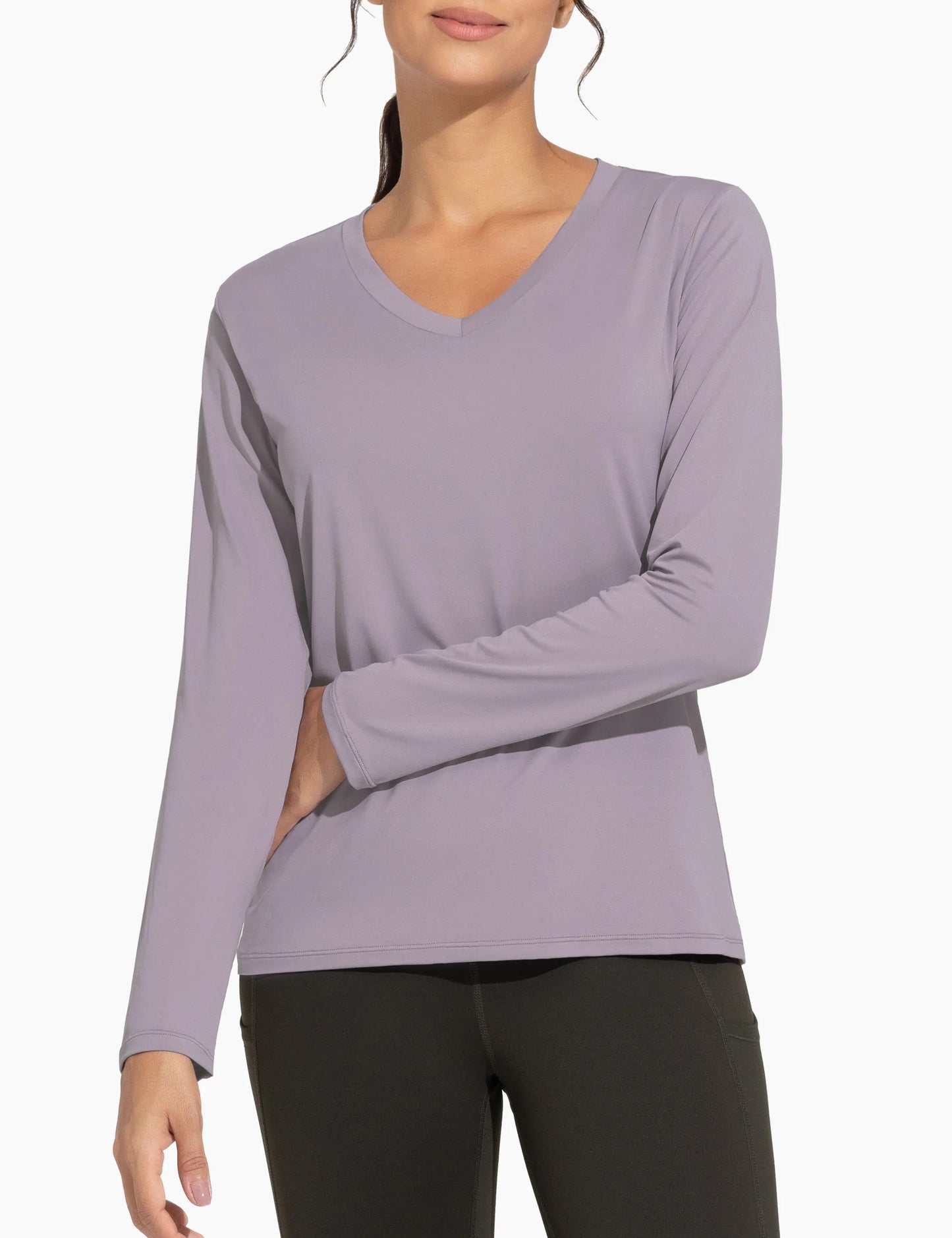 THE GYM PEOPLE Women's Long Sleeve Workout Shirts V-Neck Lightweight Basic Athletic Tops