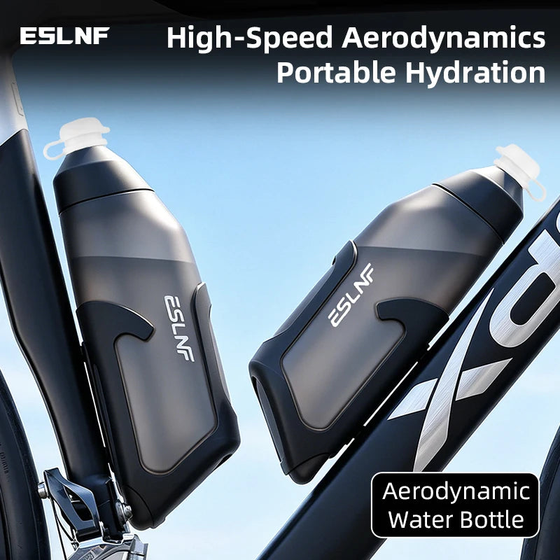 ESLNF Aerodynamic Water Bottle Set 600ml Big Capacity Food Grade PP5 Bottle With Ultralight Carbon Bottle Cage Bike