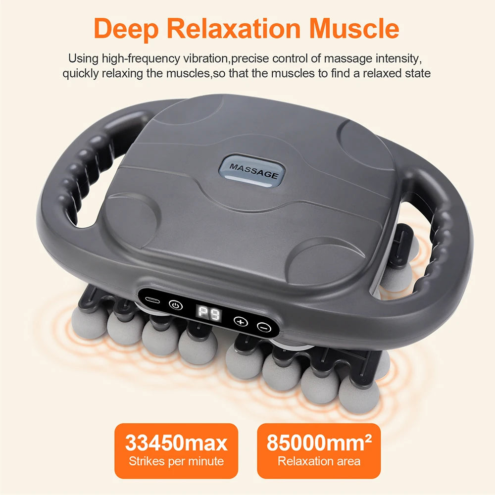 42 Heads Fascia Gun Wireless Vibration Body Massage Gun 9 Speed Red Light Deep Tissue Muscle Relax Massager for Gym Office Home