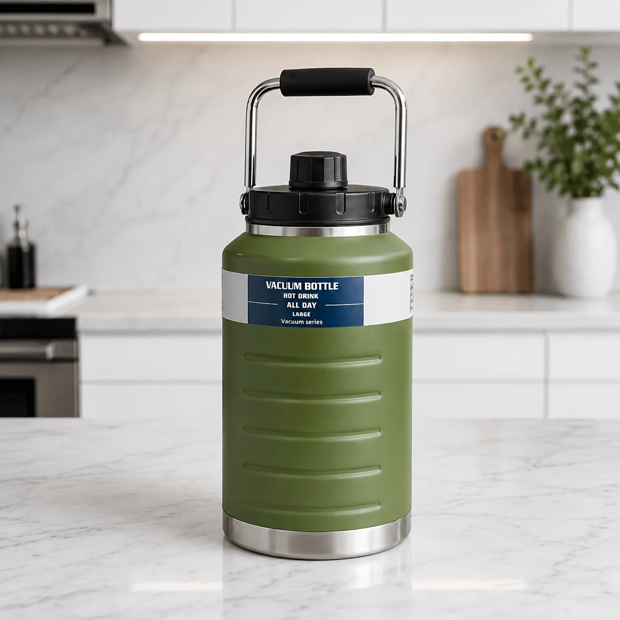 68oz Vacuum Insulated Water Bottle With Magnetic Lid - 304 Stainless Steel Half Gallon Water Jug - Double Wall No-Sweat Sports Flask For Camping, Hiking & Gym - Keeps Cold & Hot - Durable Leakproof Metal Canteen