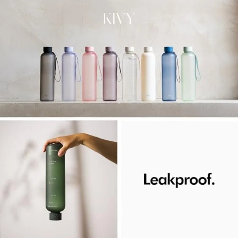 Large Water Bottle [Lightweight and Shatterproof] Fits Backpack and Cupholder for Travel, Sports, School - Black water bottle n