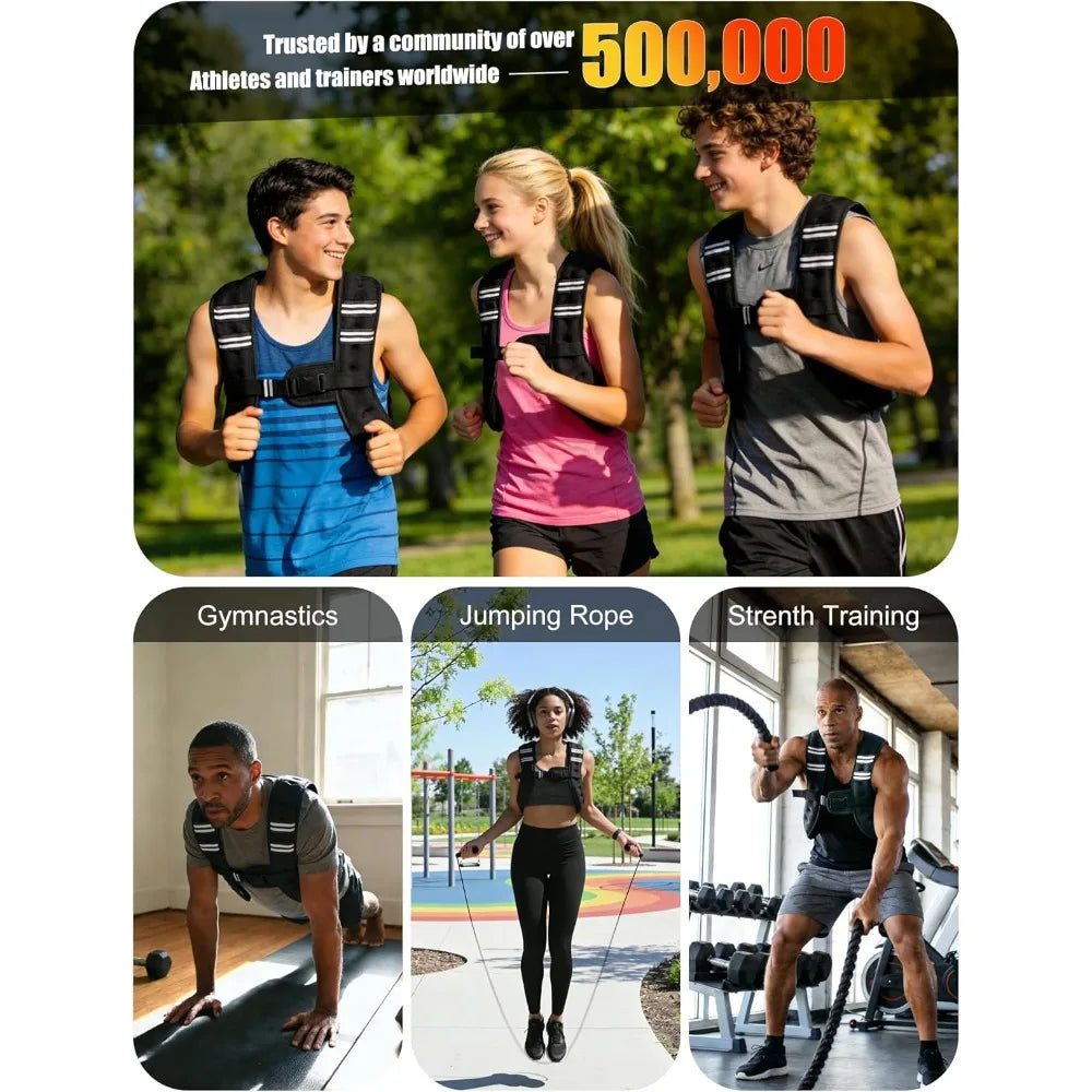 Fitness Weighted Vest Pre-Filled Iron Pellets Adjustable Strap Neoprene Workout Vest For Running Walking Training Men Women Kids