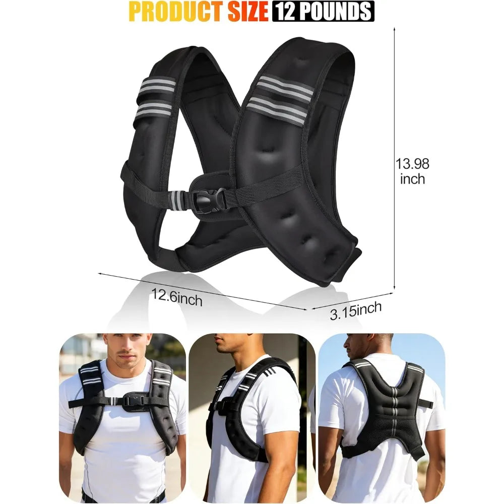 Fitness Weighted Vest Pre-Filled Iron Pellets Adjustable Strap Neoprene Workout Vest For Running Walking Training Men Women Kids