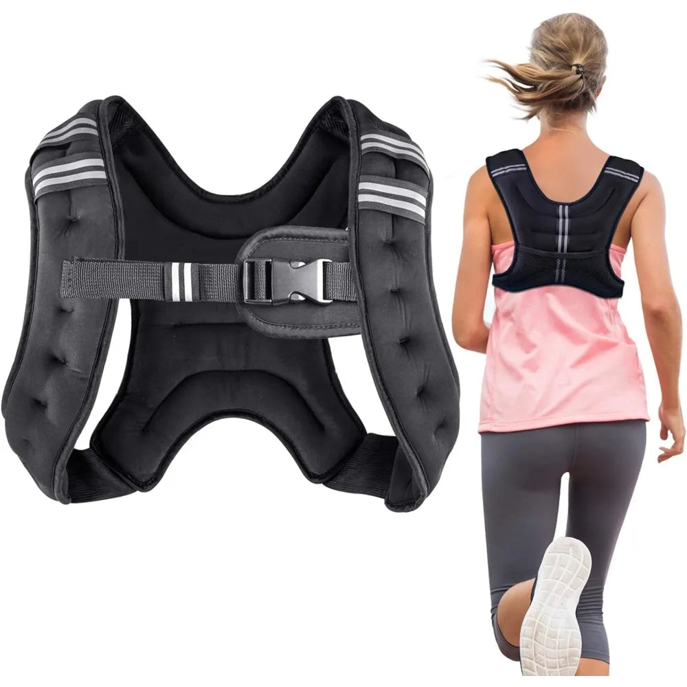 Fitness Weighted Vest Pre-Filled Iron Pellets Adjustable Strap Neoprene Workout Vest For Running Walking Training Men Women Kids