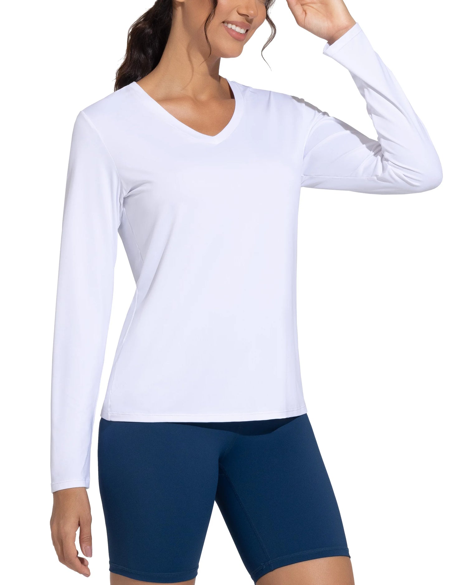 THE GYM PEOPLE Women's Long Sleeve Workout Shirts V-Neck Lightweight Basic Athletic Tops