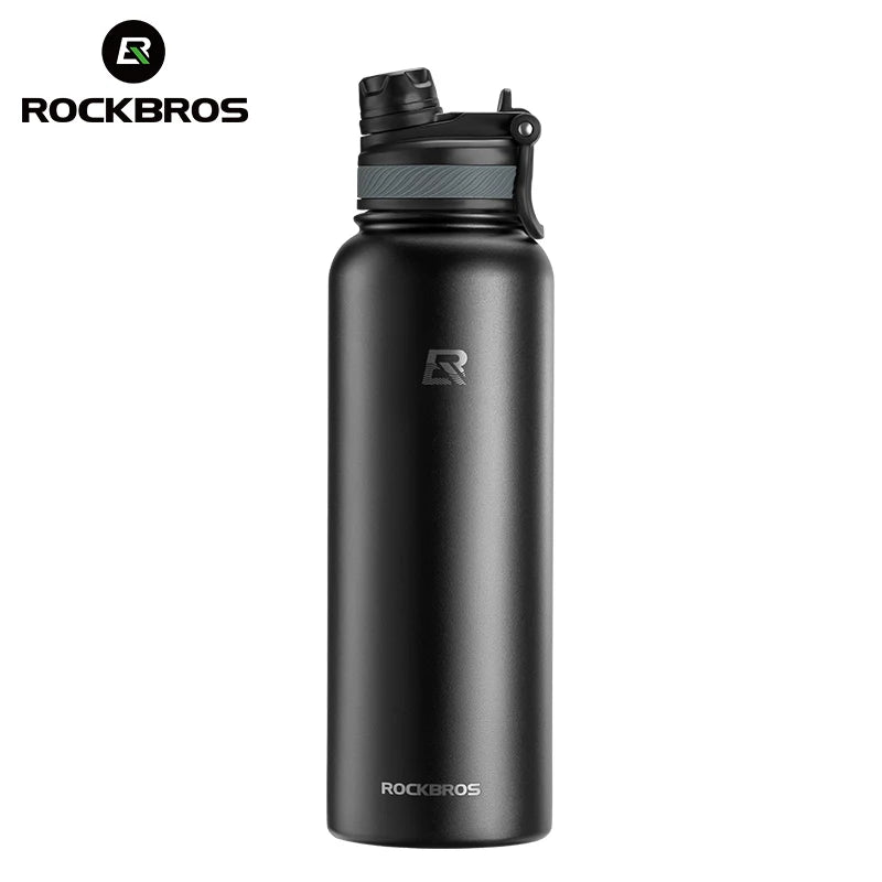 ROCKBROS Thermos Water Bottle 500ml 1000ml Thermal Cup Non Slip 304 Stainless Steel Cold And Hot Thermo Cup Cycling Hiking Equipment