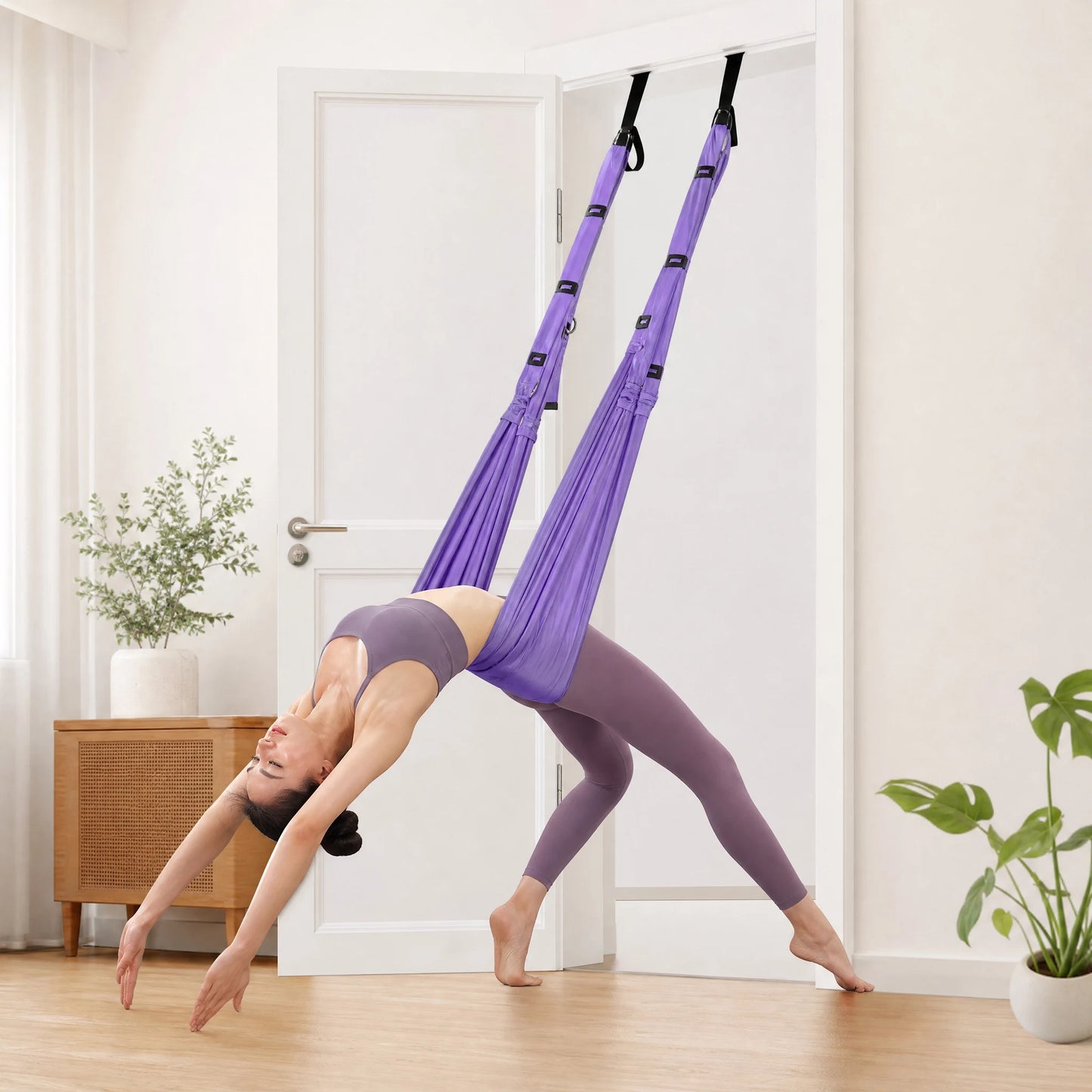 Advanced Purple Aerial Yoga Rope - Professional Home Yoga Assistant, Luxury Fitness Gear, Single Piece