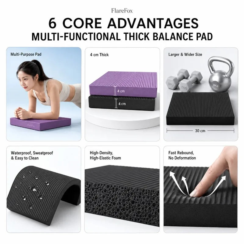 FlareFox Thick Yoga Mats Non Slip Workout Mat Yoga Knee Protection Pilates Reformer Gym Accessories Home Exercise Equipment