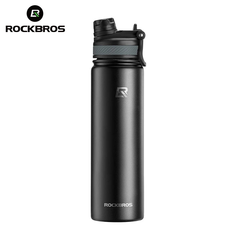 ROCKBROS Thermos Water Bottle 500ml 1000ml Thermal Cup Non Slip 304 Stainless Steel Cold And Hot Thermo Cup Cycling Hiking Equipment