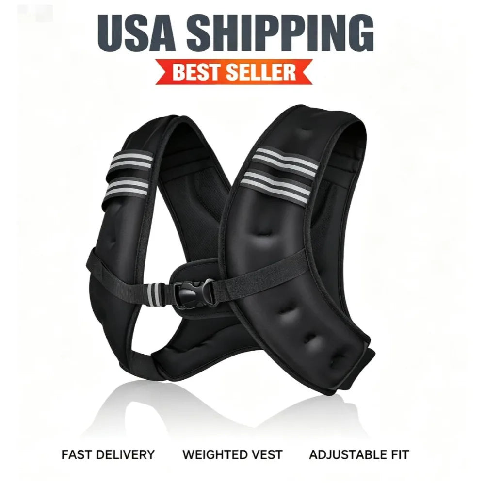 Fitness Weighted Vest Pre-Filled Iron Pellets Adjustable Strap Neoprene Workout Vest For Running Walking Training Men Women Kids