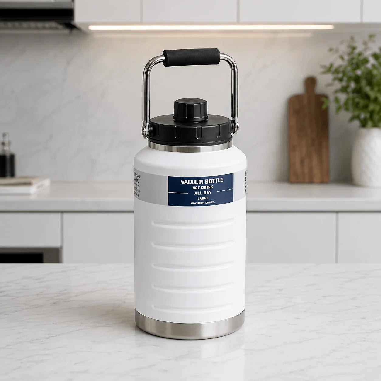 68oz Vacuum Insulated Water Bottle With Magnetic Lid - 304 Stainless Steel Half Gallon Water Jug - Double Wall No-Sweat Sports Flask For Camping, Hiking & Gym - Keeps Cold & Hot - Durable Leakproof Metal Canteen