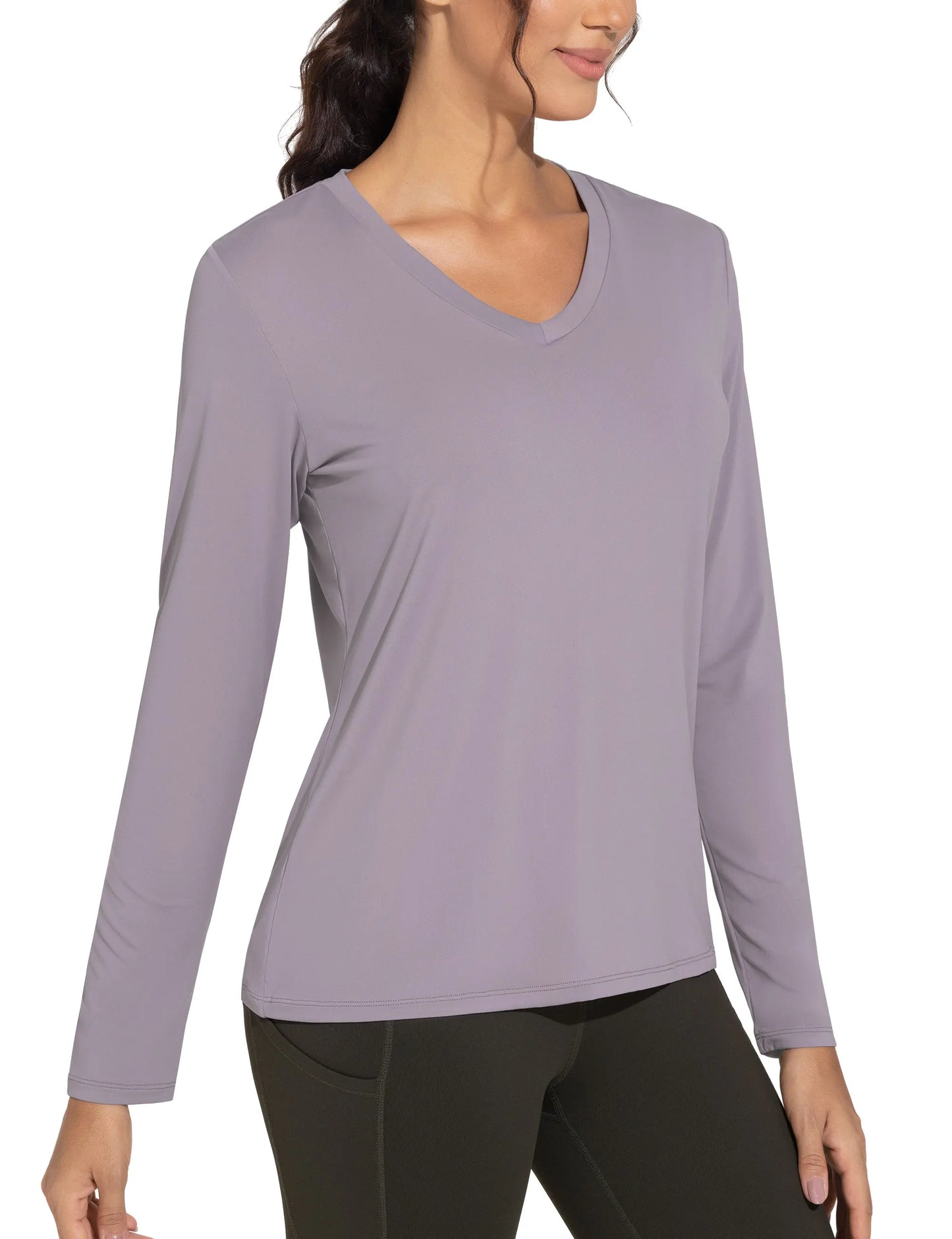 THE GYM PEOPLE Women's Long Sleeve Workout Shirts V-Neck Lightweight Basic Athletic Tops