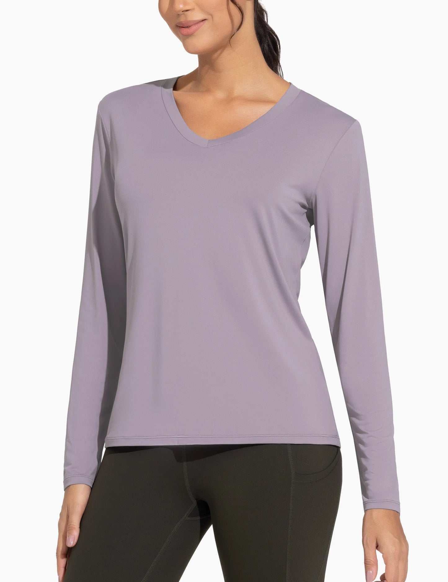 THE GYM PEOPLE Women's Long Sleeve Workout Shirts V-Neck Lightweight Basic Athletic Tops