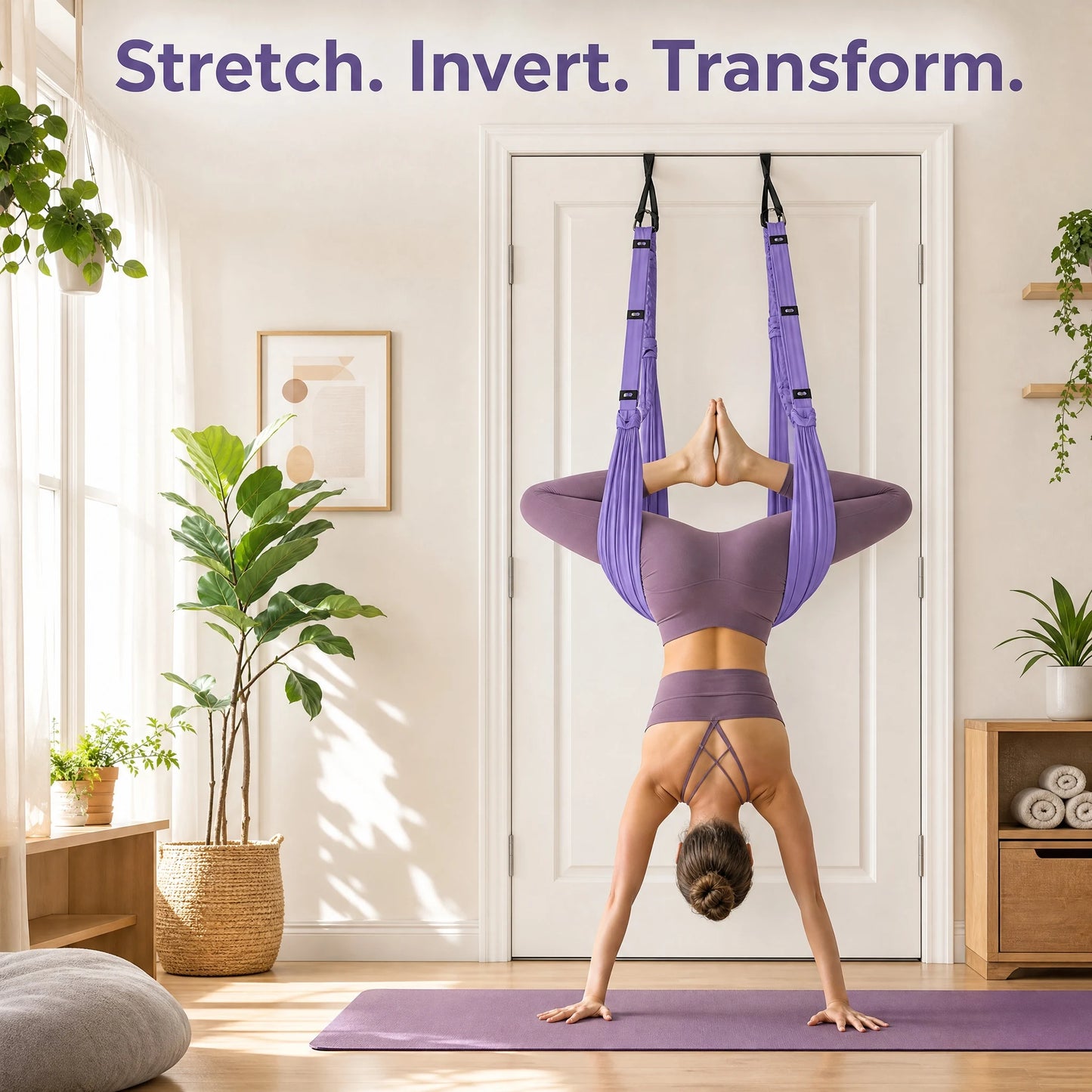 Advanced Purple Aerial Yoga Rope - Professional Home Yoga Assistant, Luxury Fitness Gear, Single Piece