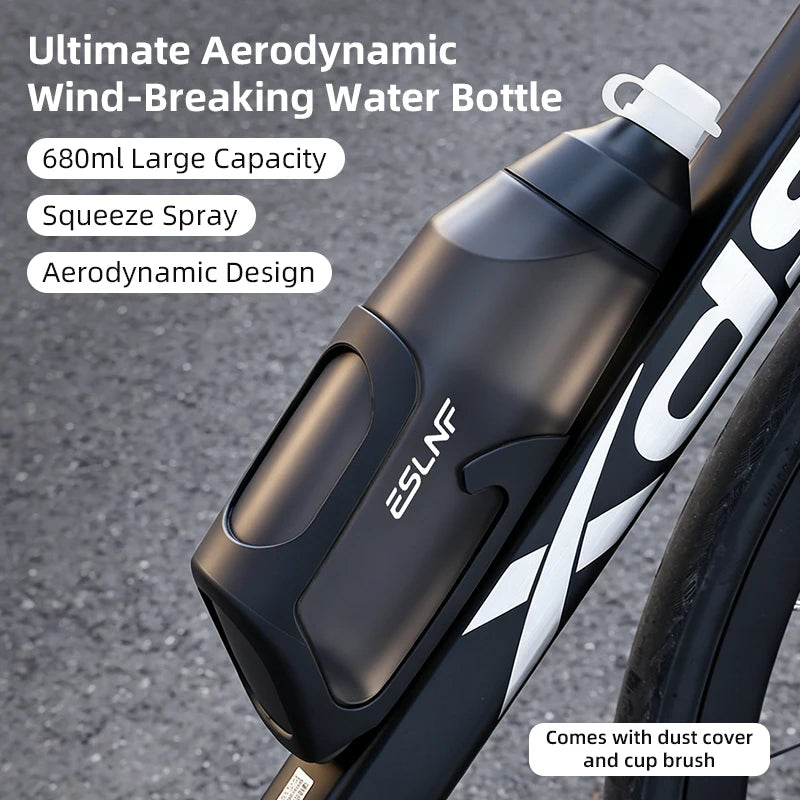 ESLNF Aerodynamic Water Bottle Set 600ml Big Capacity Food Grade PP5 Bottle With Ultralight Carbon Bottle Cage Bike