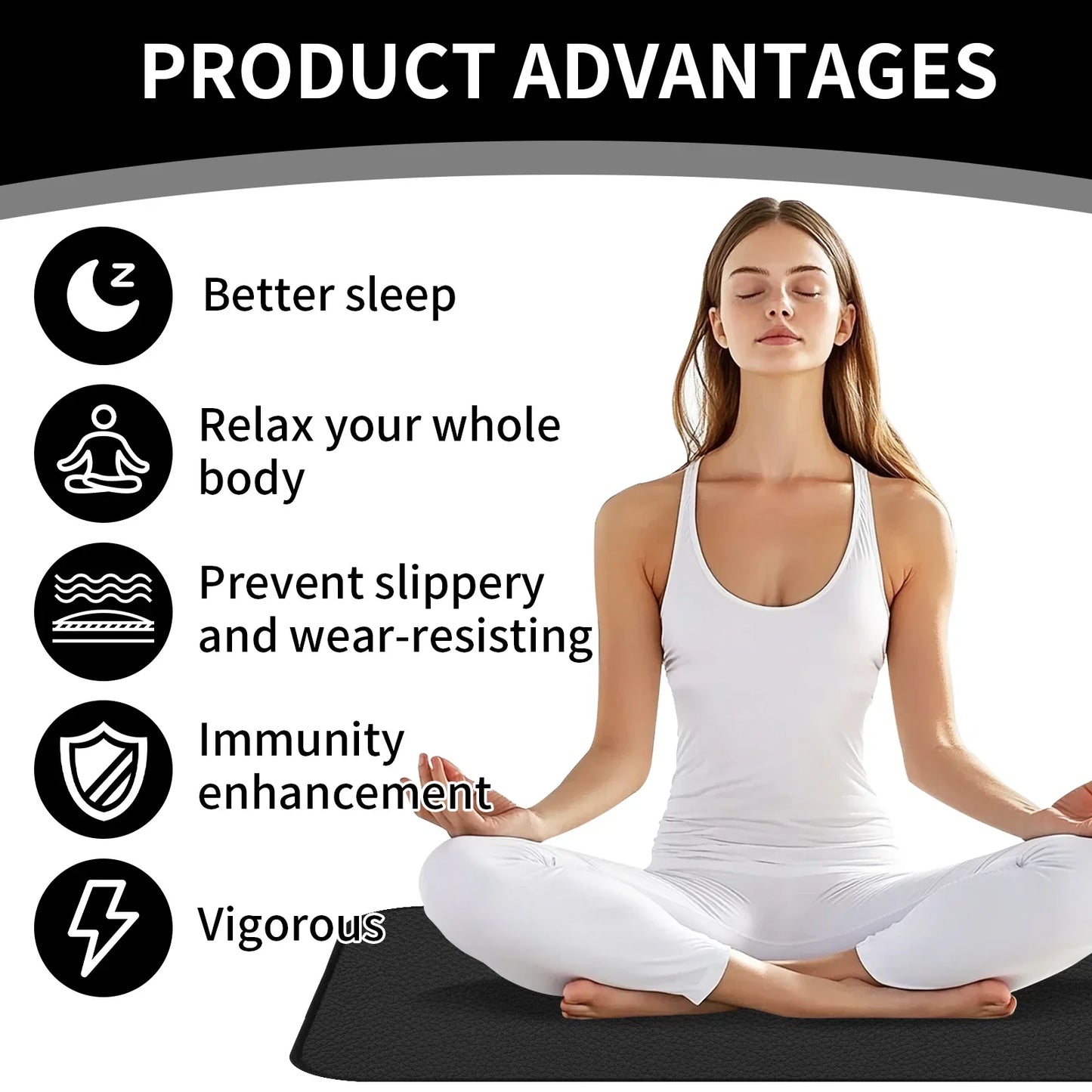 Grounding Mat Earth Connected for Energy & Pain Relief Conductive Pad with Grounding Cord Wellness Recovery Indoor Yoga Mats