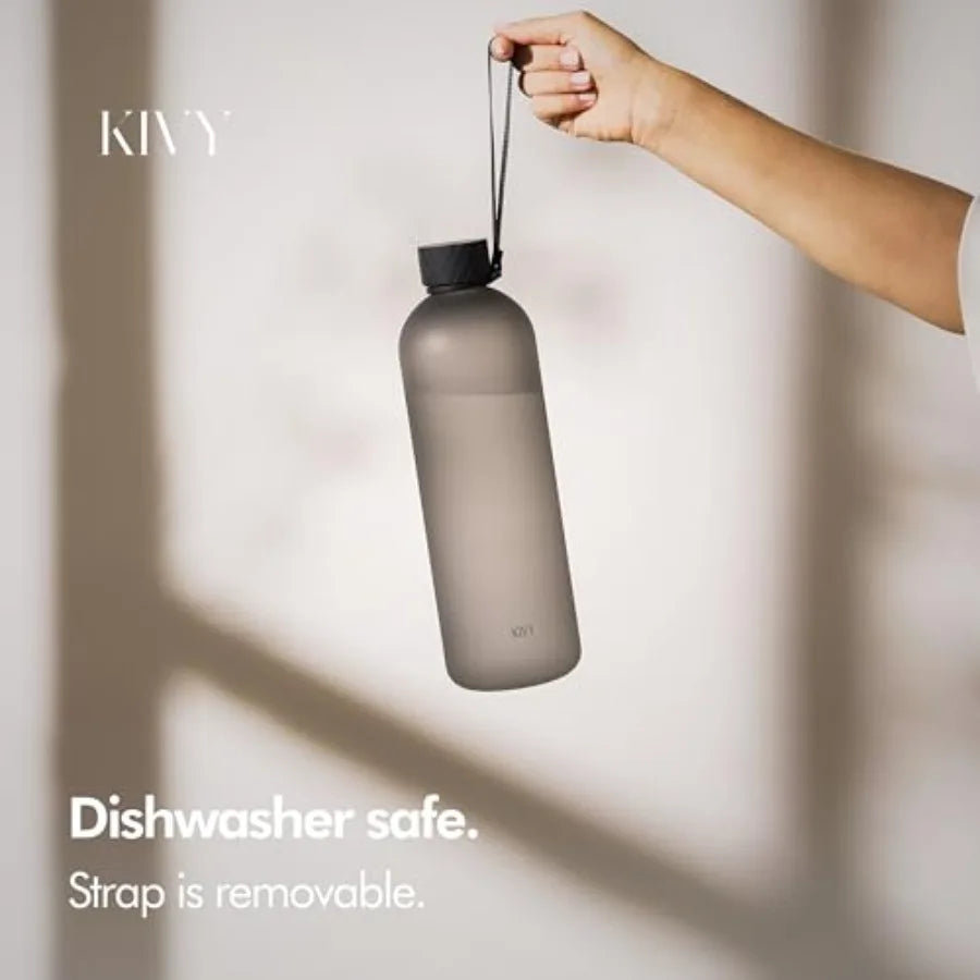 Large Water Bottle [Lightweight and Shatterproof] Fits Backpack and Cupholder for Travel, Sports, School - Black water bottle n