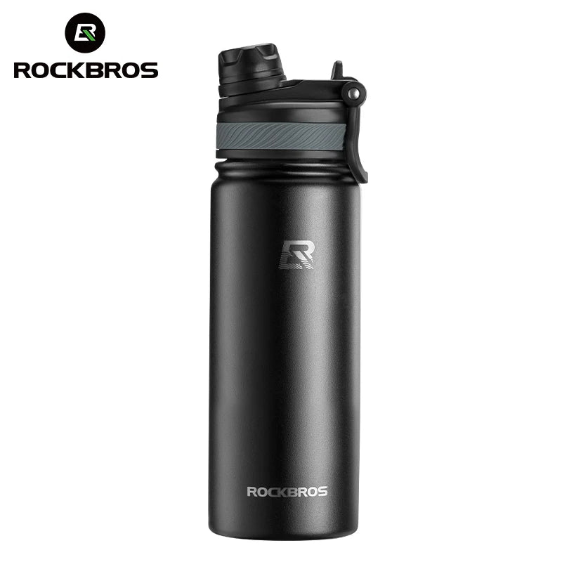 ROCKBROS Thermos Water Bottle 500ml 1000ml Thermal Cup Non Slip 304 Stainless Steel Cold And Hot Thermo Cup Cycling Hiking Equipment