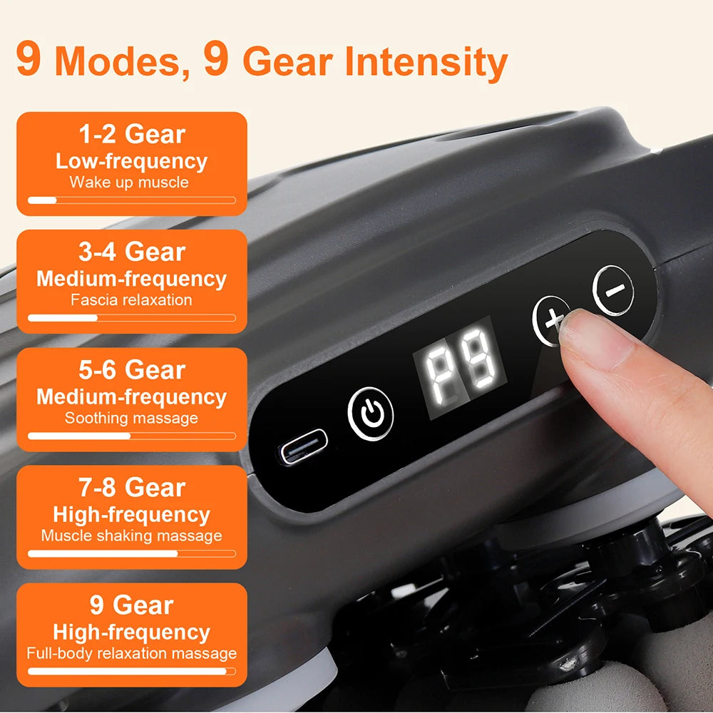 42 Heads Fascia Gun Wireless Vibration Body Massage Gun 9 Speed Red Light Deep Tissue Muscle Relax Massager for Gym Office Home